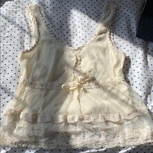 Cream lace babydoll top